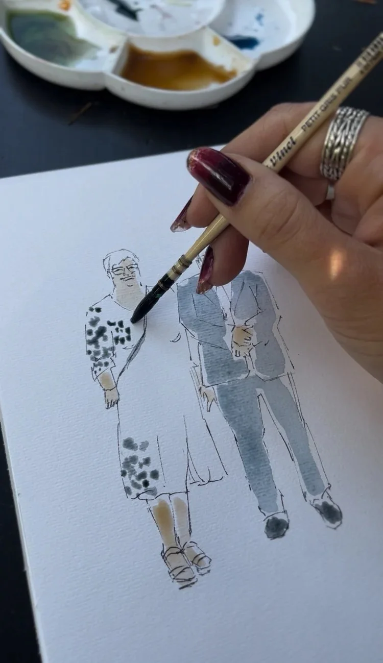 Closeup af gæsteportræt tegnet live til bryllup