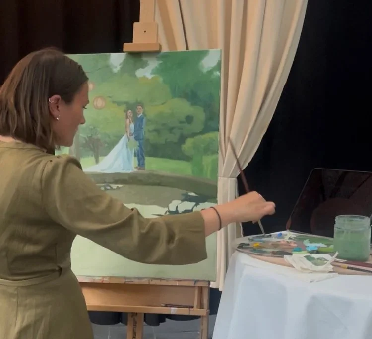 Bryllupskunstner maler bryllupsmaleri i Den Japanske Have i Aarhus