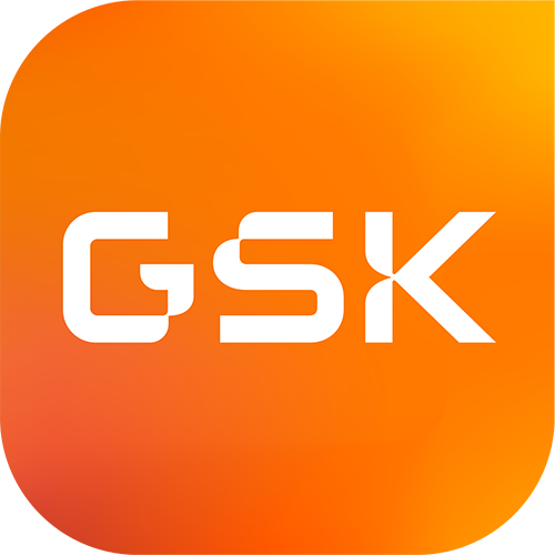 GSK logo on an orange gradient background.