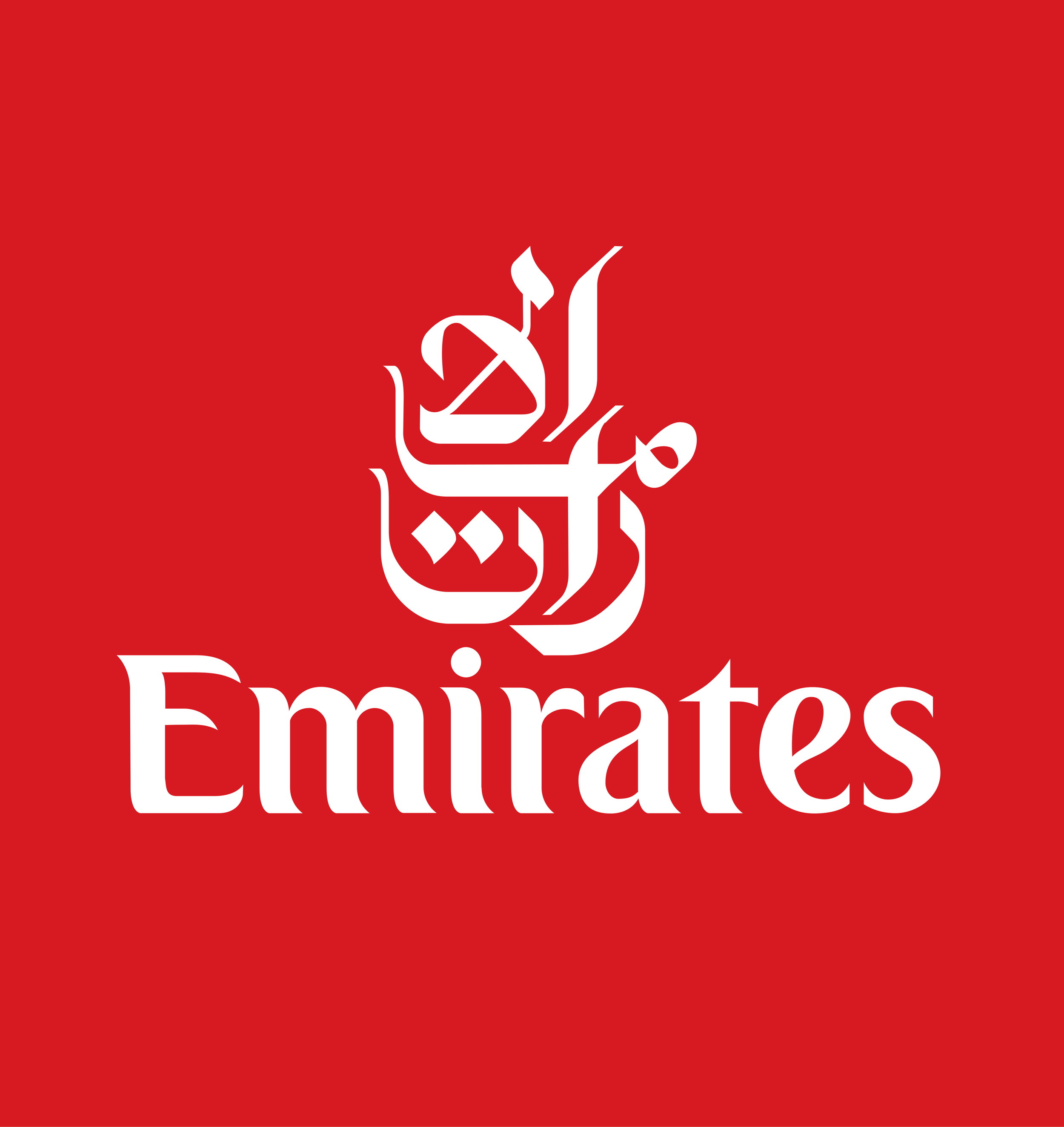 Red background with the white logos of Emirates airline and the Dubai World Cup horse racing event.