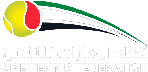 UAE Tennis Federation logo with a yellow tennis ball and a curved green, white, and black line.