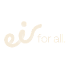 Ei for all logo with black background and white text