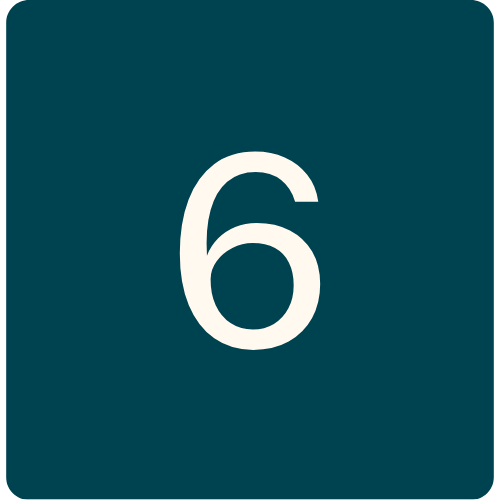 Number 6 on a blue background.