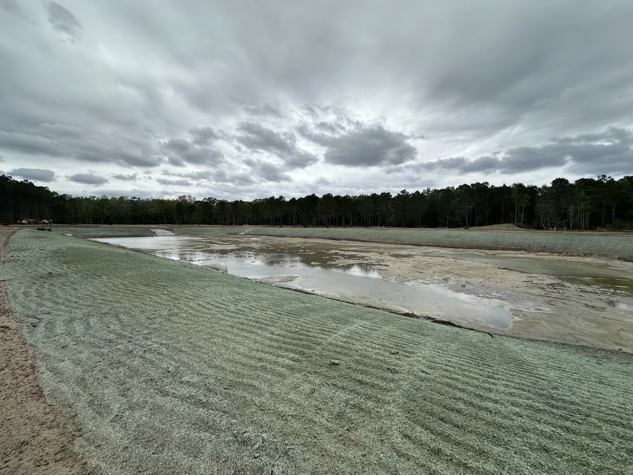 New detention pond dug and all banks hydroseeded