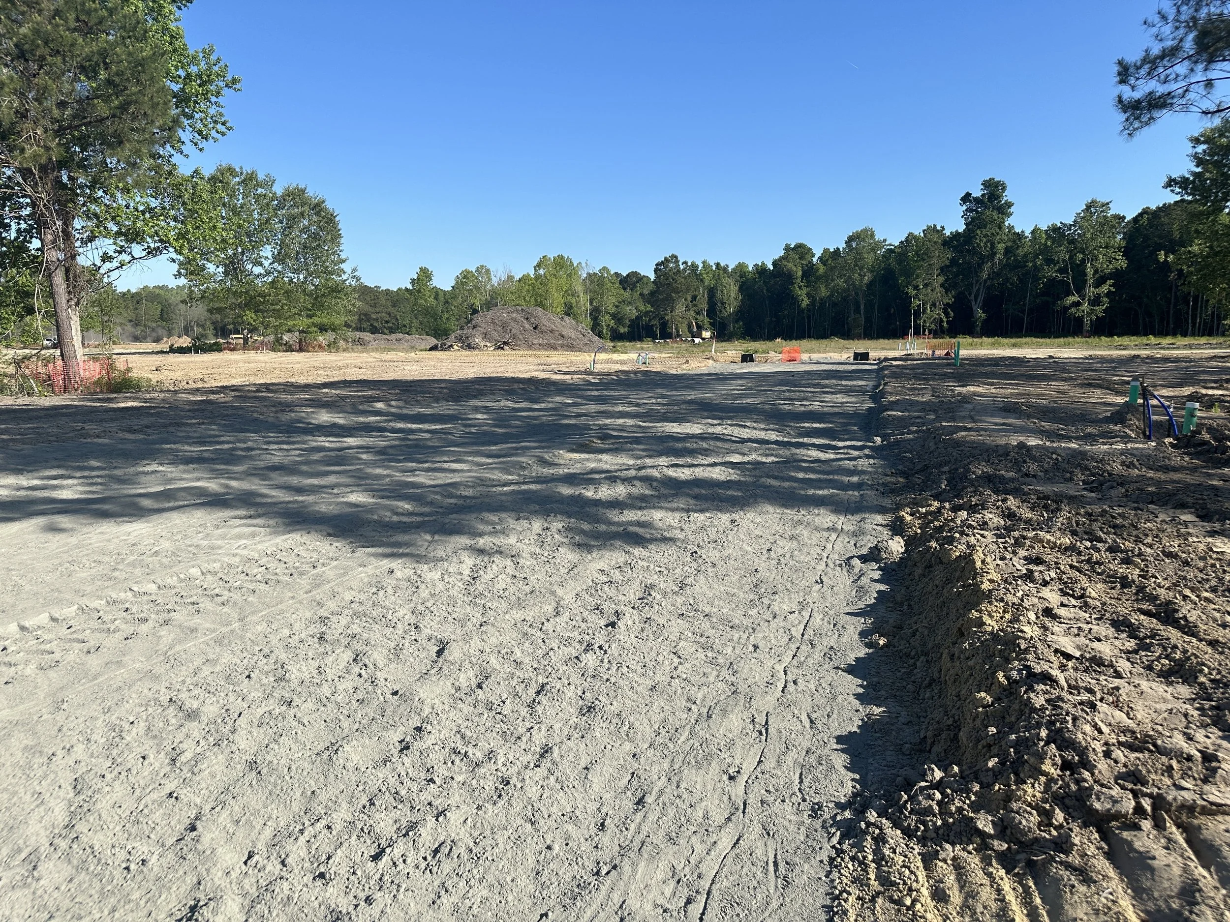 cement on road ready to mix for soil cement base on a new road in Pondcrest Phase of Habersham