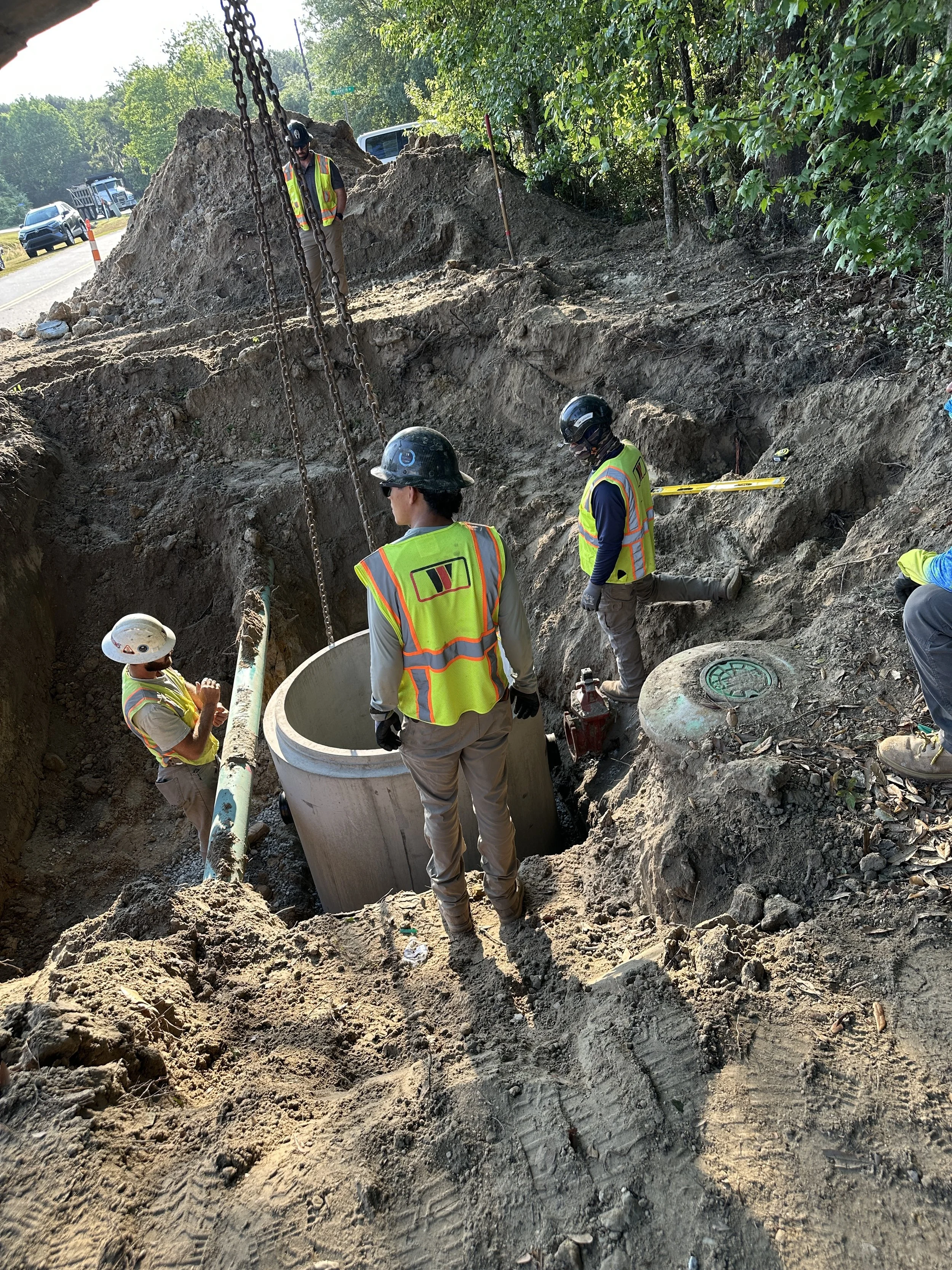 sewer manhole fit between gas line and sewer main