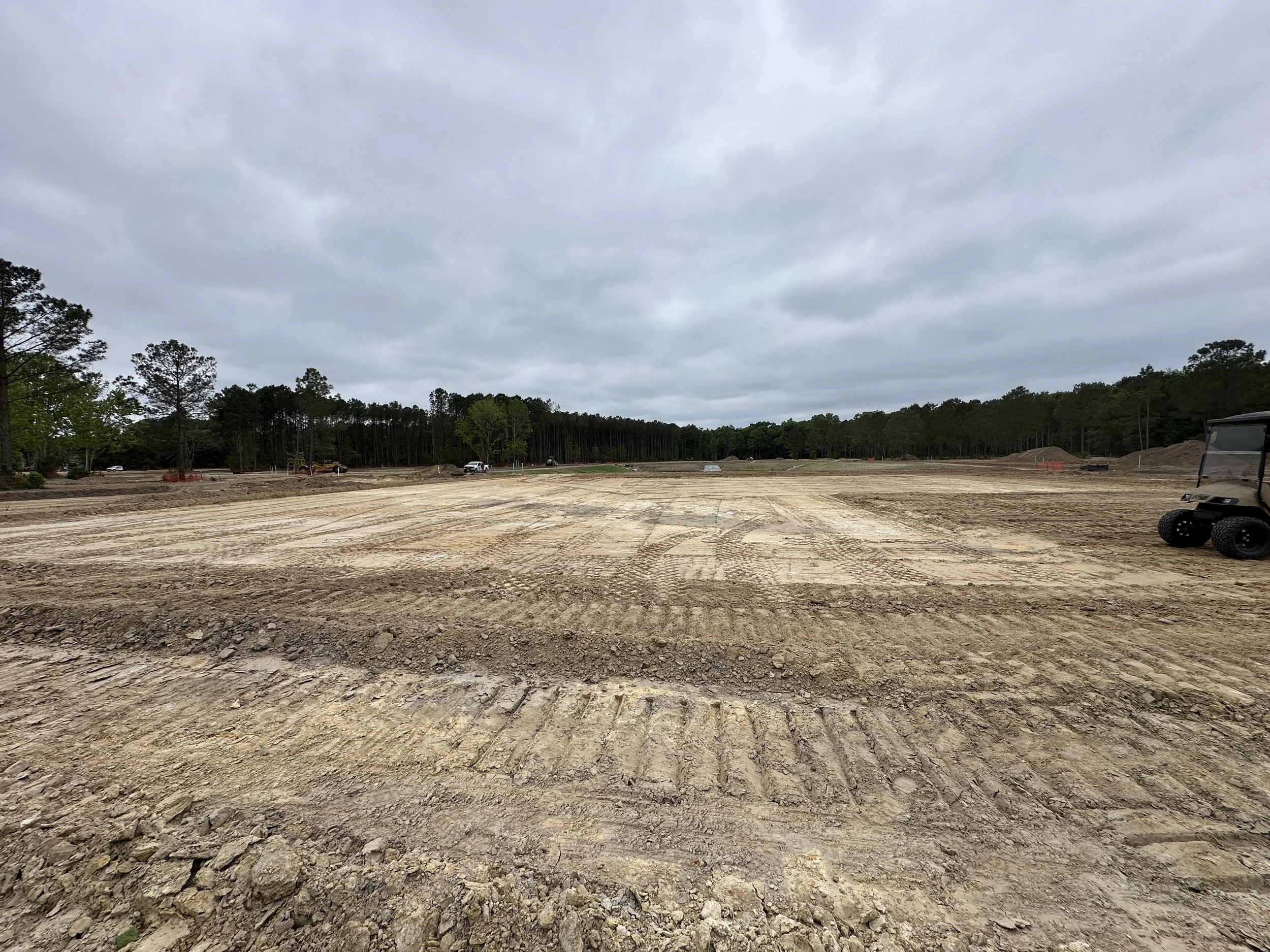 New pool site for Pondcrest Phase of Habersham graded 12" below final grade to prepare for construction