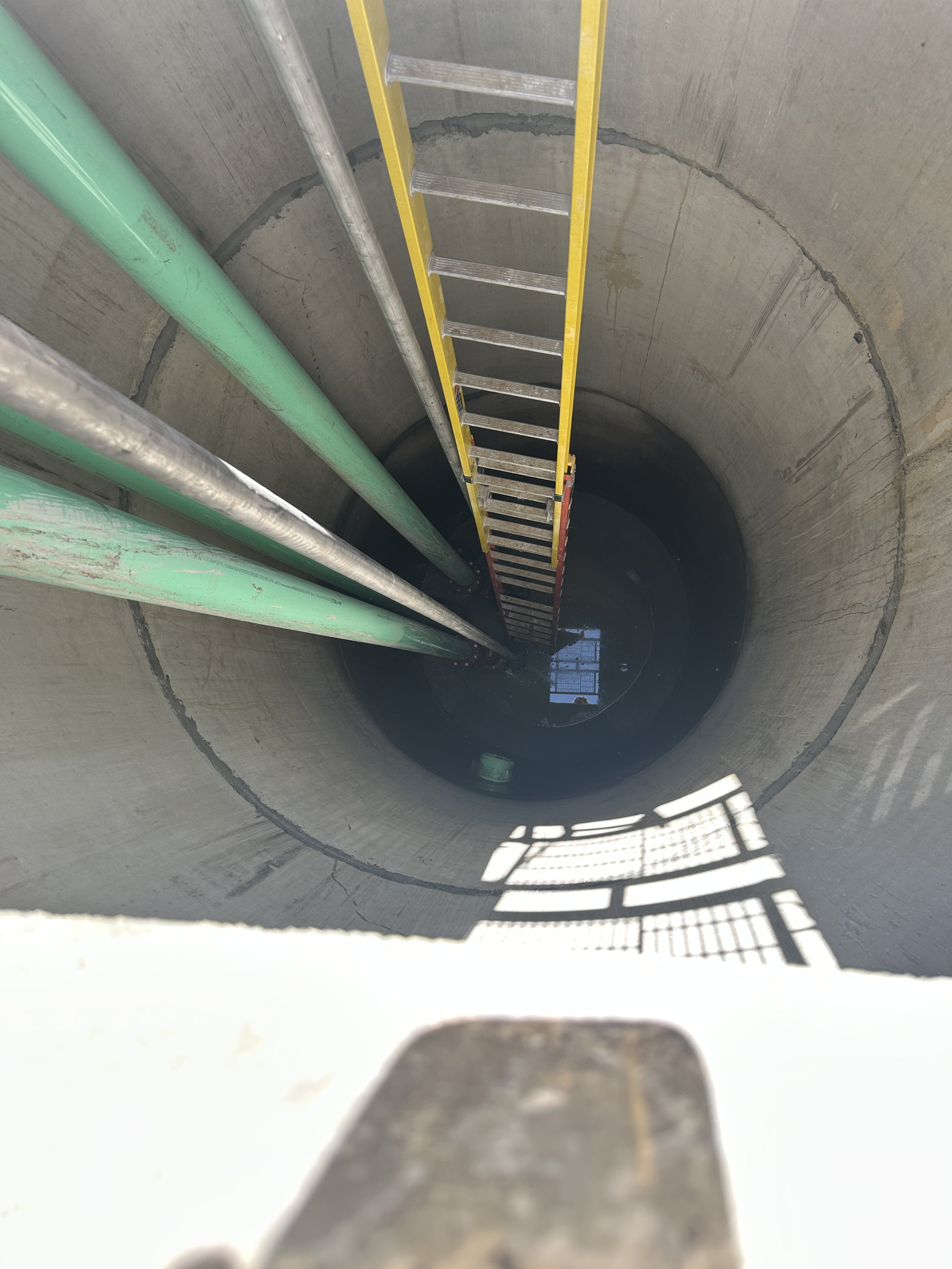 A look down the wet well of the pump station in Habersham Pondcrest Phase