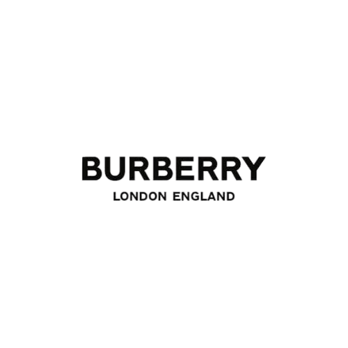Burberry logo with the words 'London, England' underneath on a black background.