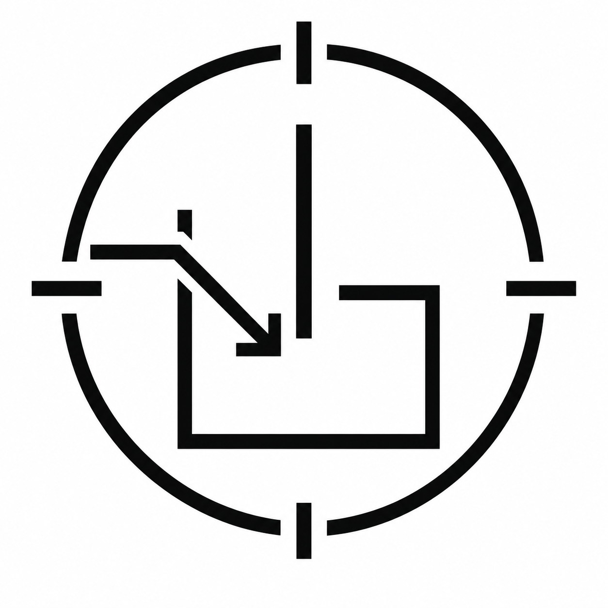 Clock with arrows indicating the time to be set at 8:00.