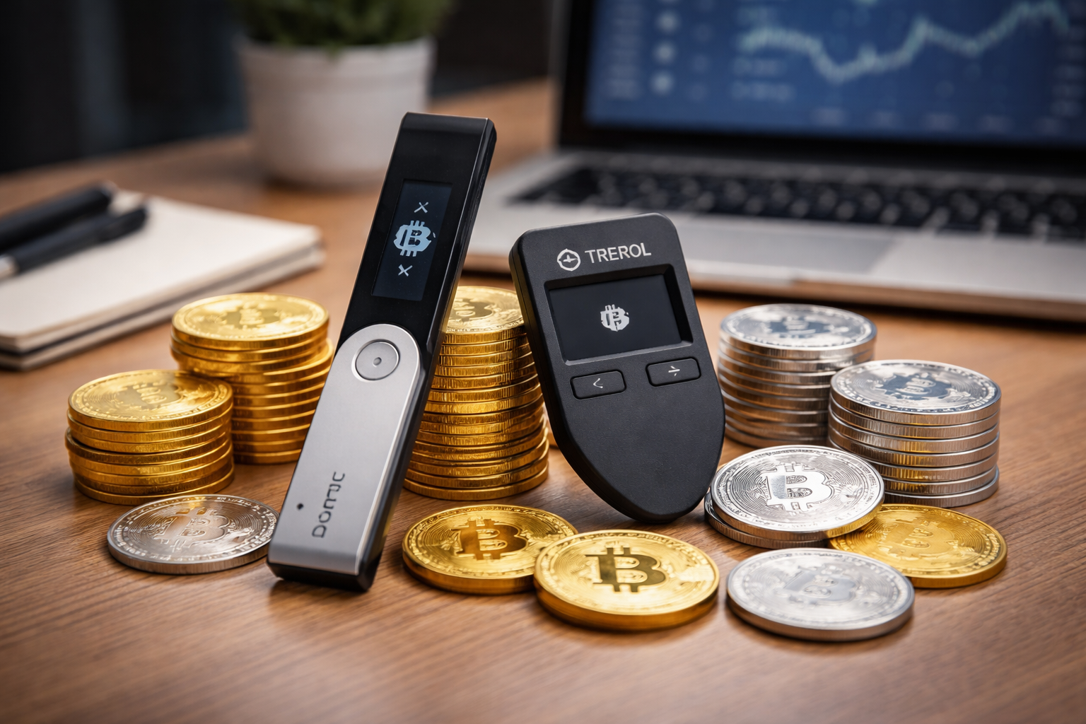 AIM crypto storage and gold coins.