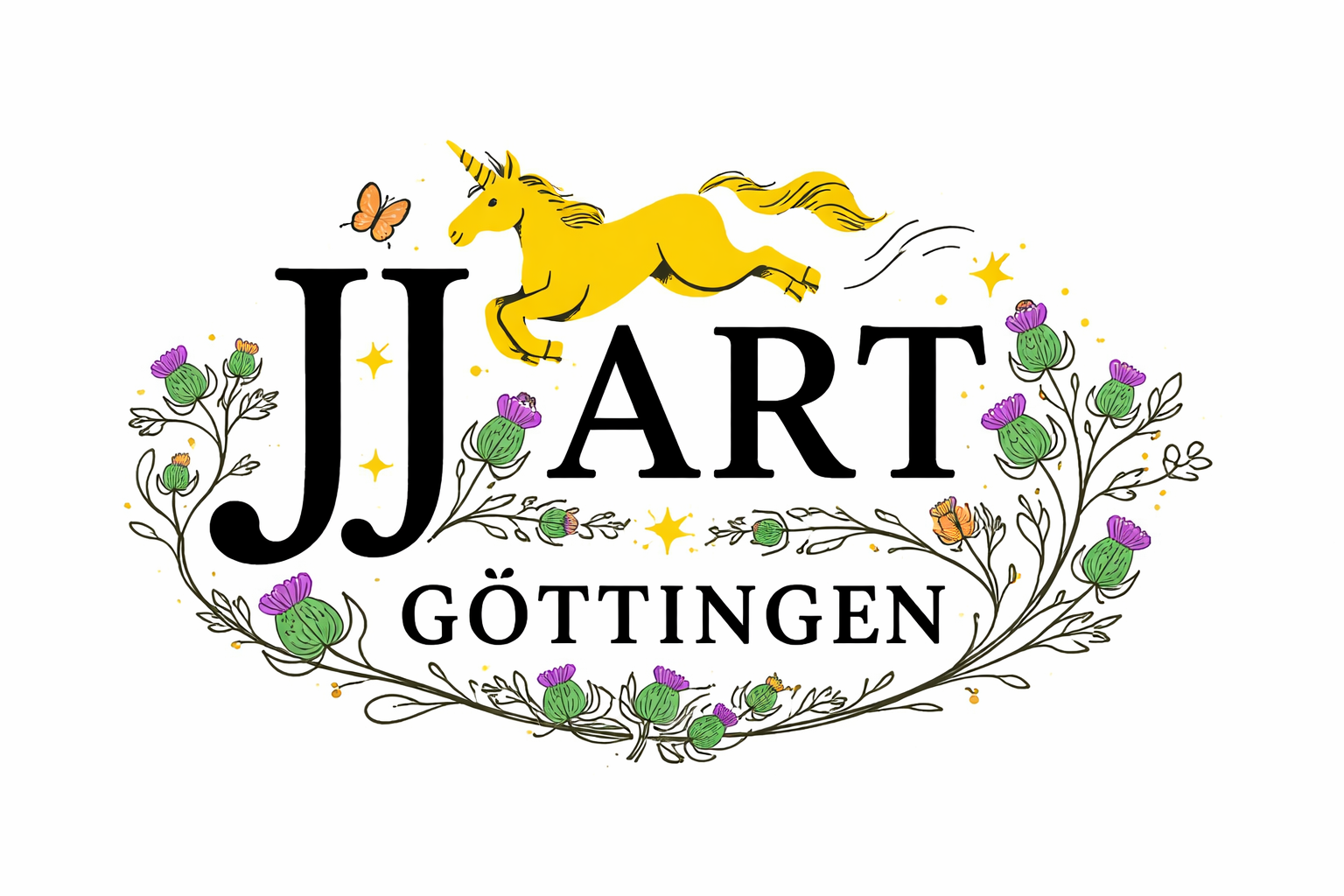 Einzigartiges Logo mit Einhorn und Blumen.png