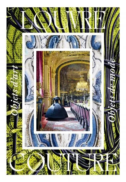 Une affiche artistique avec des motifs colorés de style animal print en fond, annonçant un objet d'art de la cour.