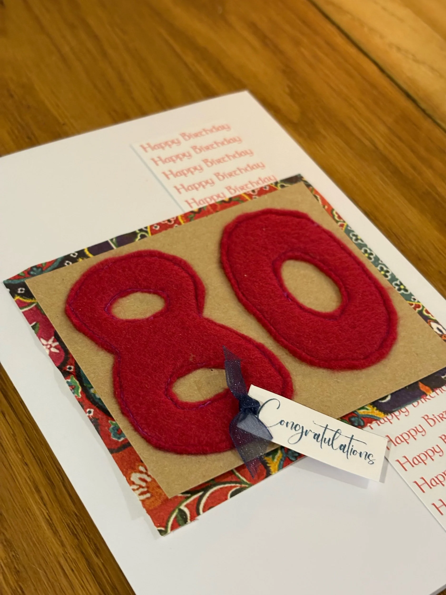 Felt 80th Card in Red