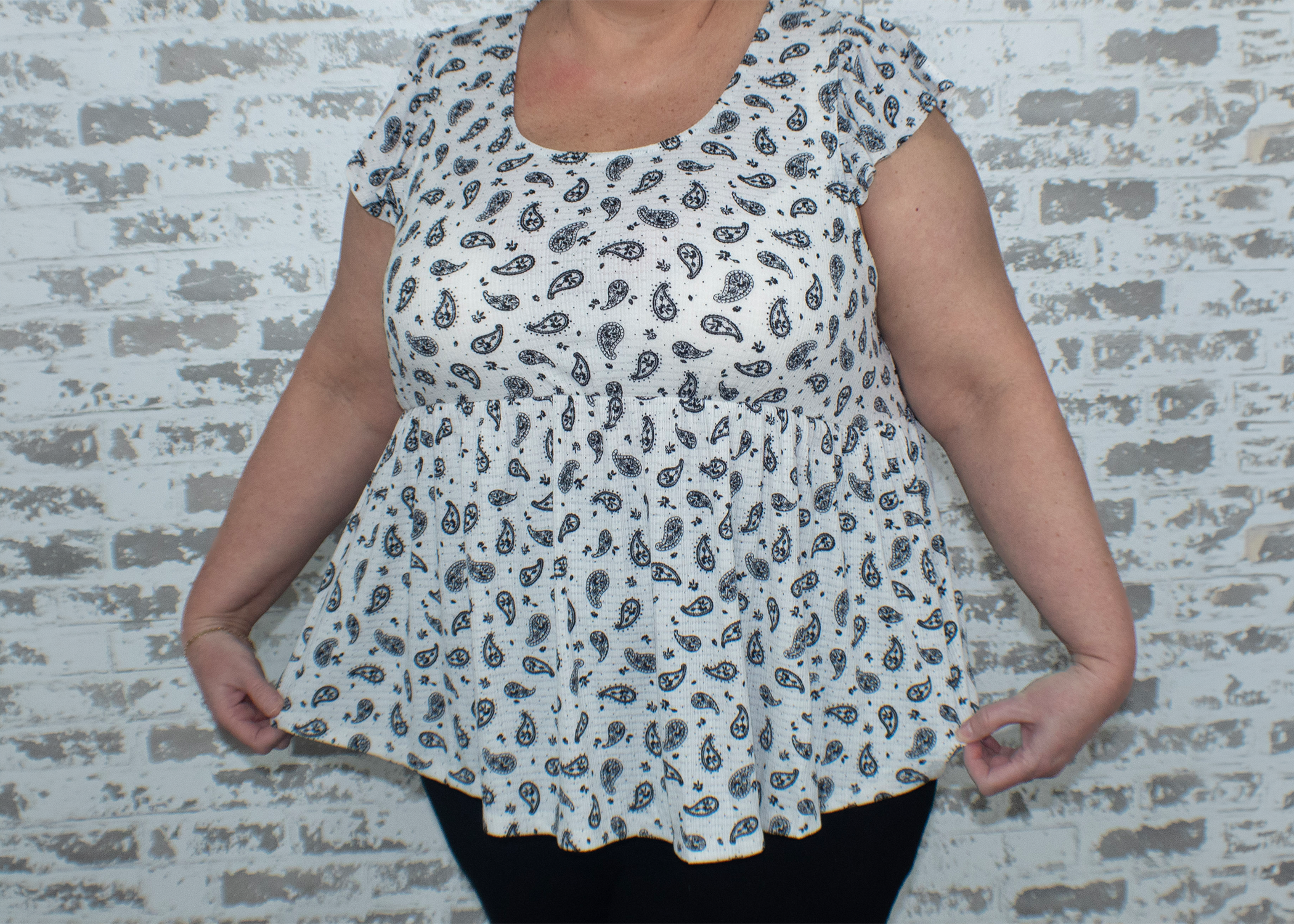 White and Navy Paisley