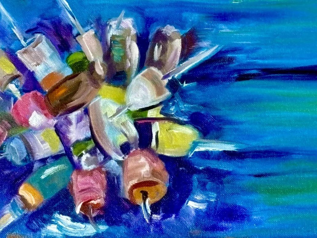9x12 on canvass board-Maine Buoys