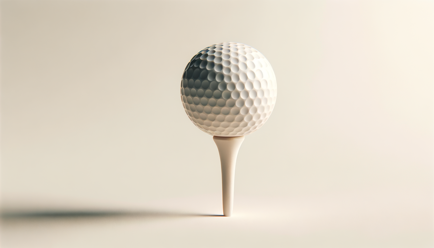 Close-up of a golf ball balanced on a tee against a plain background.