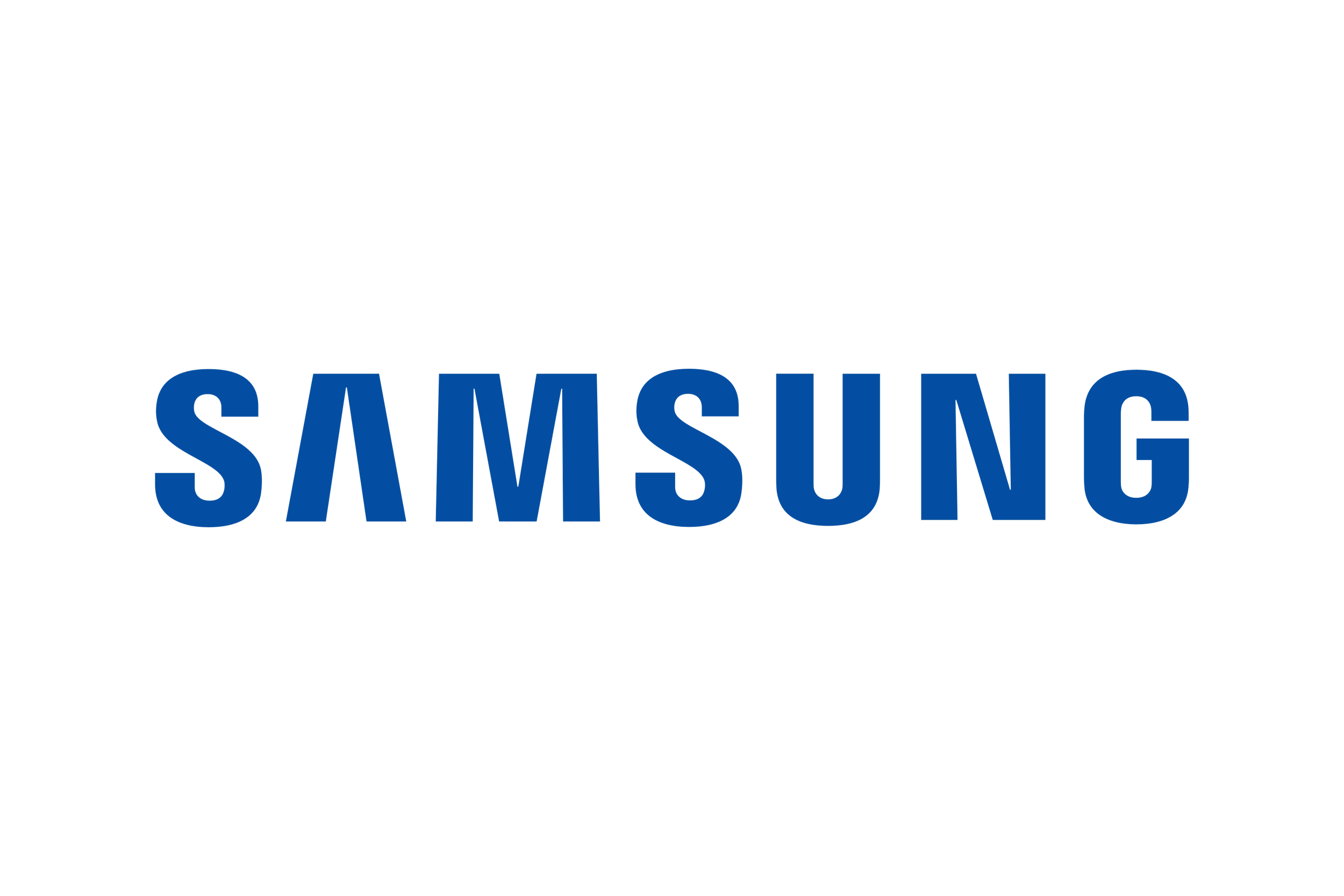 Samsung logo in blue text on a white background.