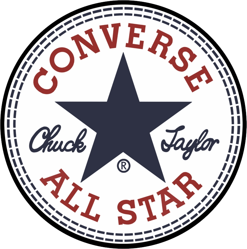 Converse Chuck Taylor All Star logo with a navy blue star and red and navy text.