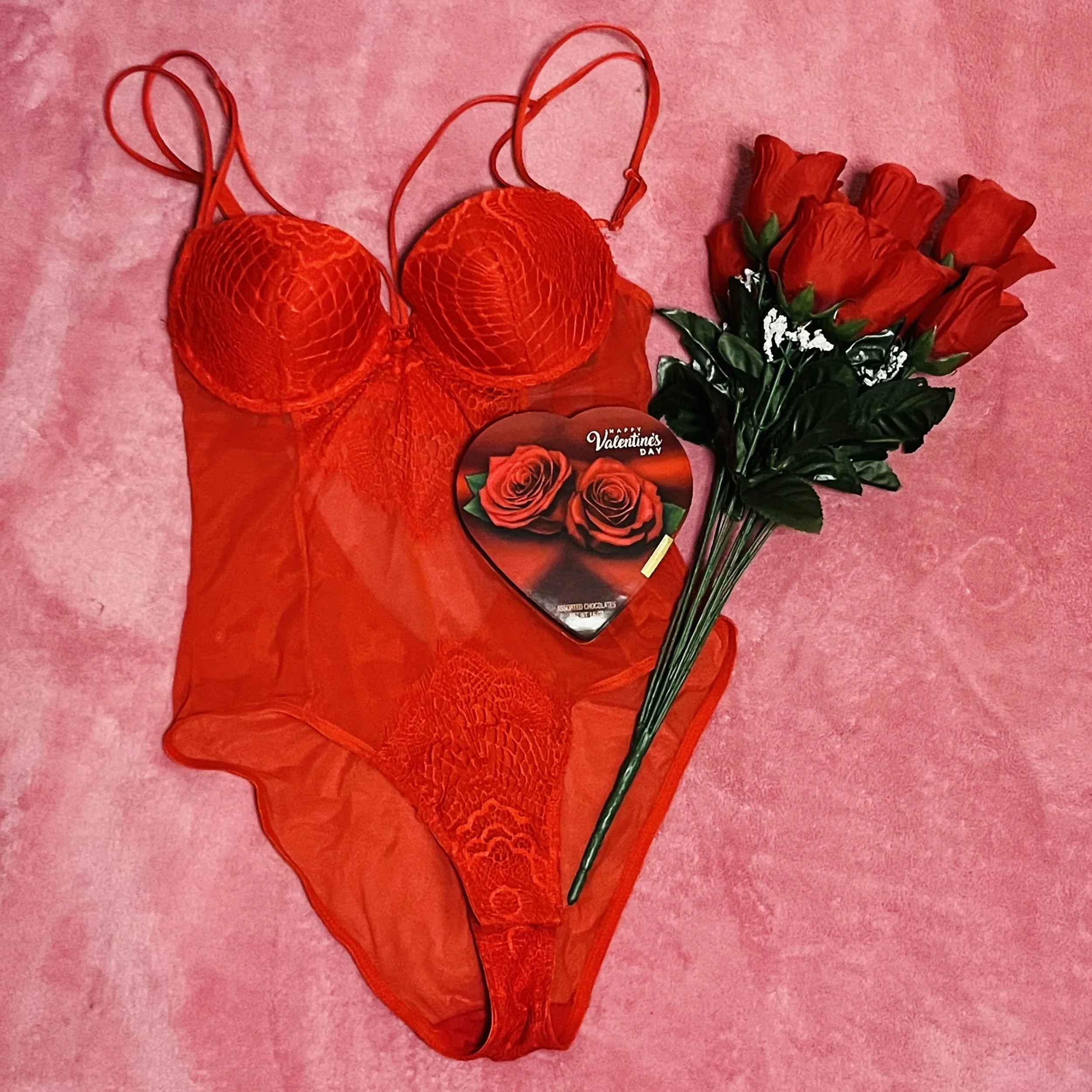 Red Lingerie Bodysuit