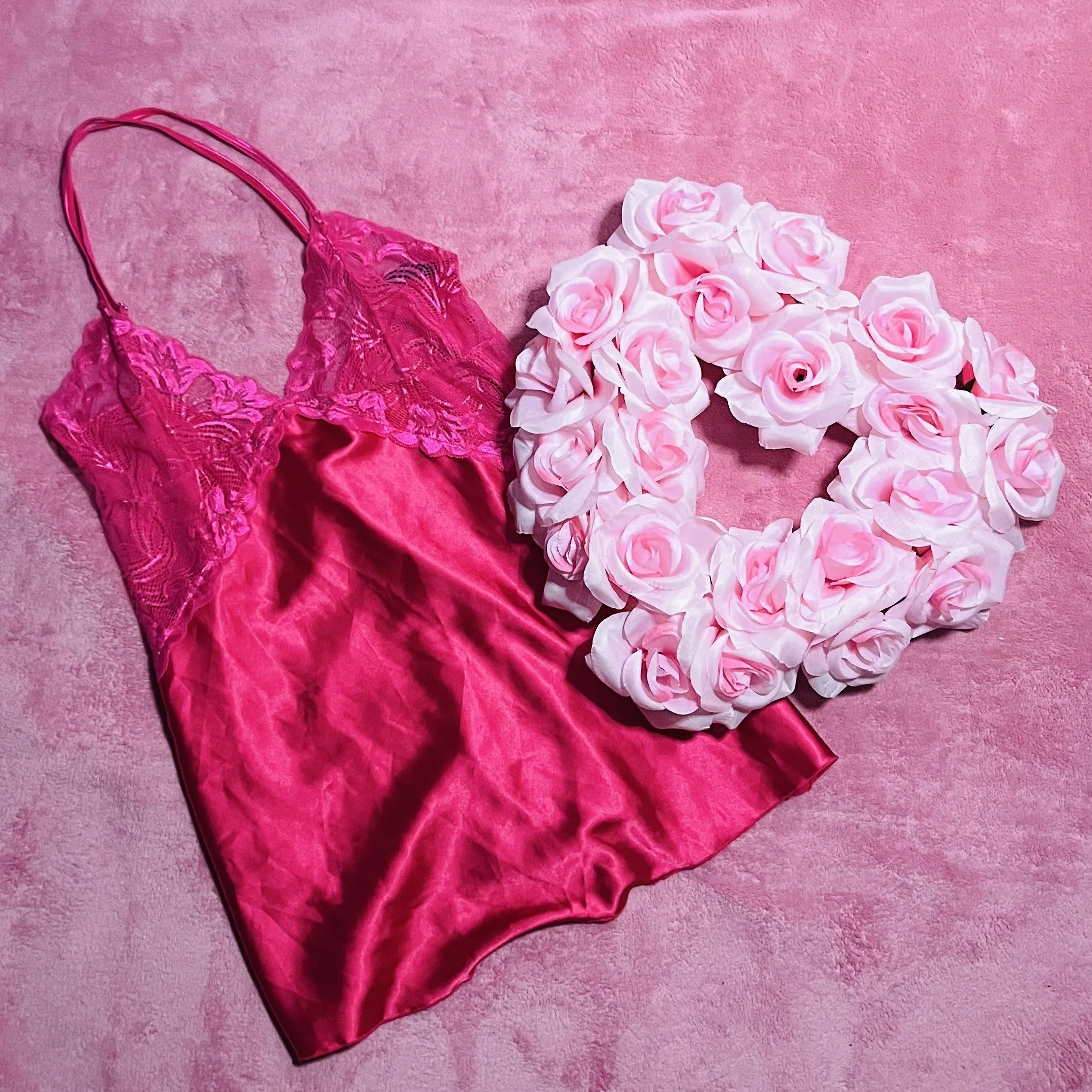 Hot Pink Lacy Chemise