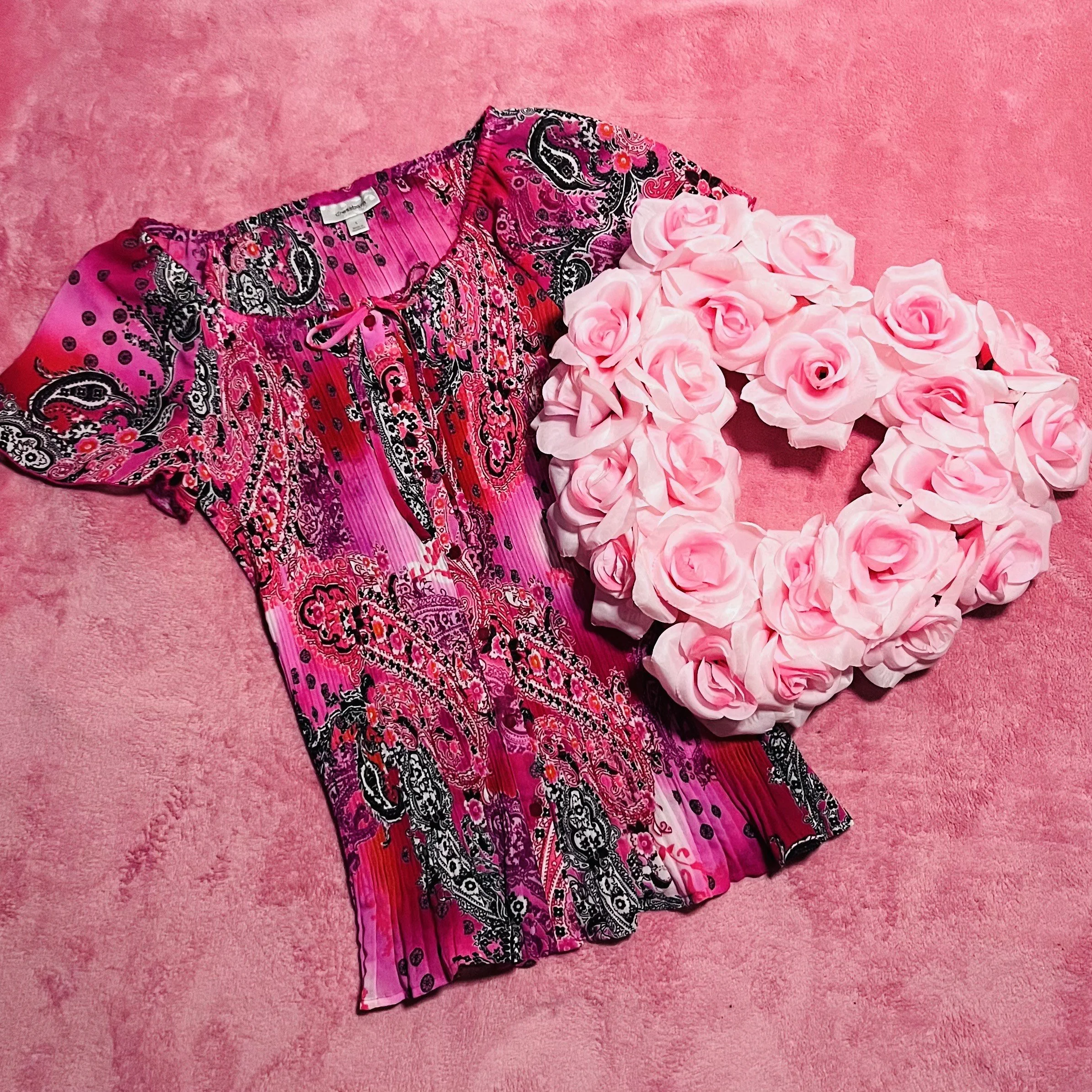 Pink and Black  Paisley Top