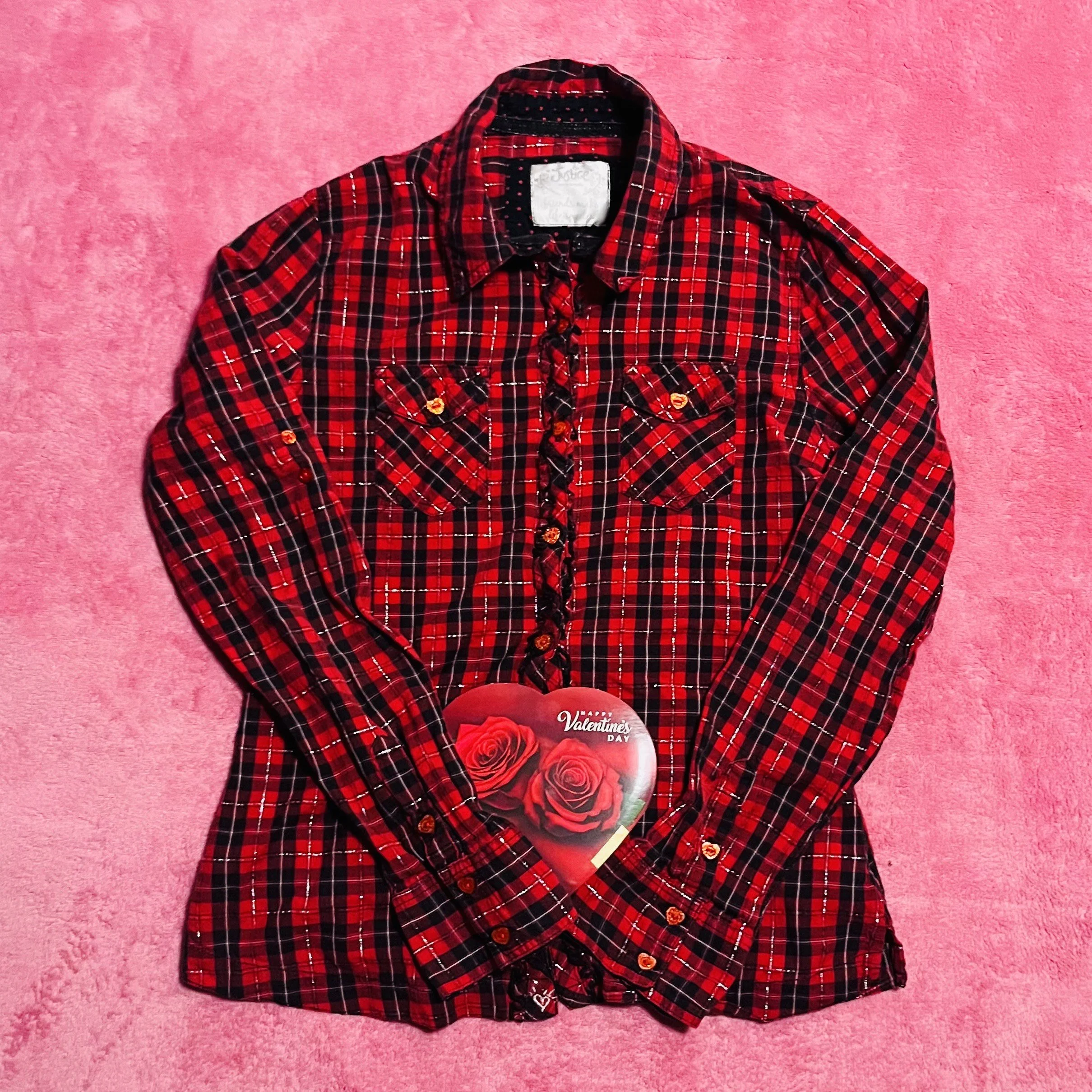 Vintage Red and Black Plaid Top