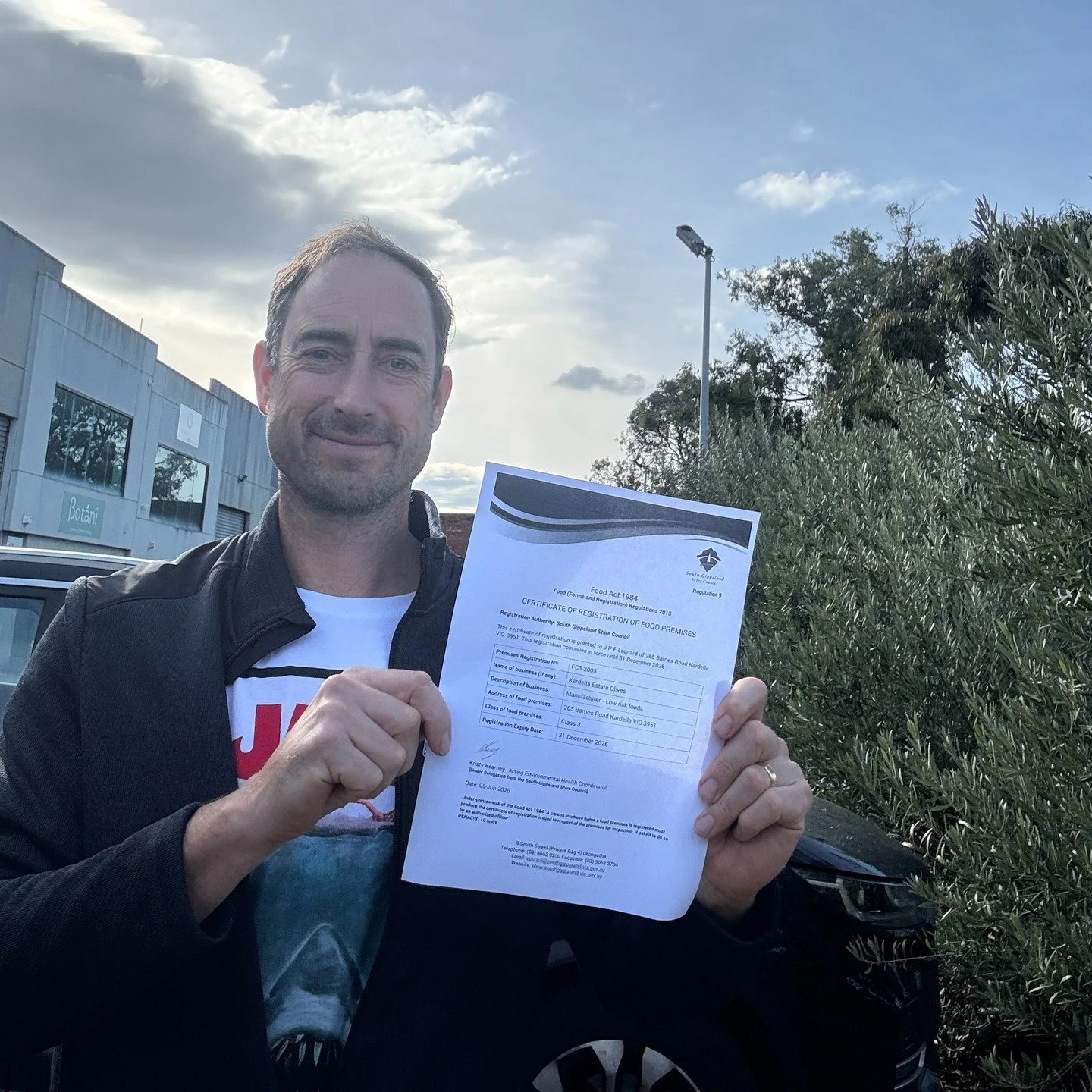 Excuse me while we interrupt the harvest content. 📋
Big news. Kardella Estate Olives is now a registered food premises under the Food Act 1984.
Not the most glamorous milestone in this journey. But one of the most important. You can't cut corners wh