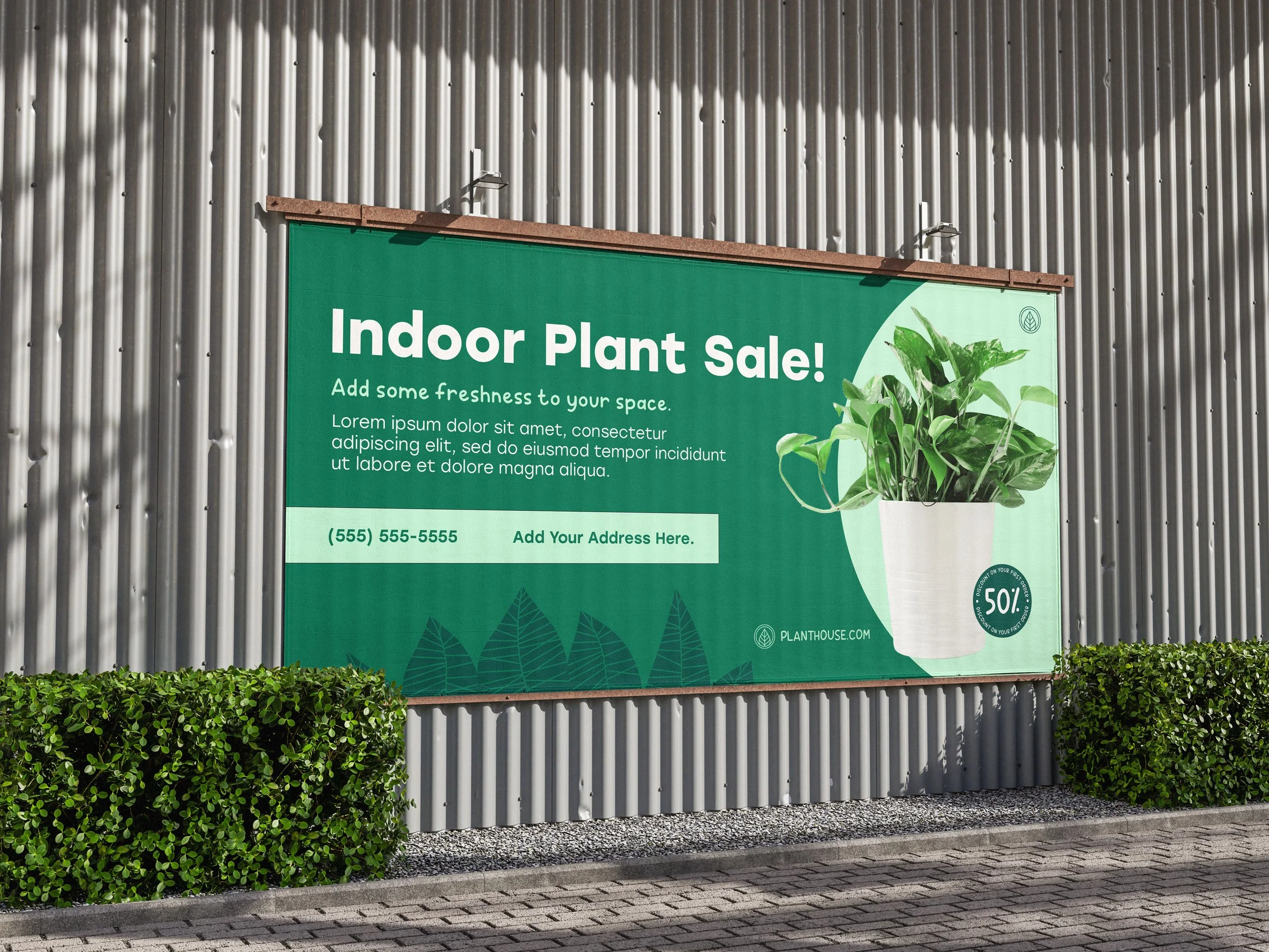 Indoor Plant Sale Ad Banner Mock Up
