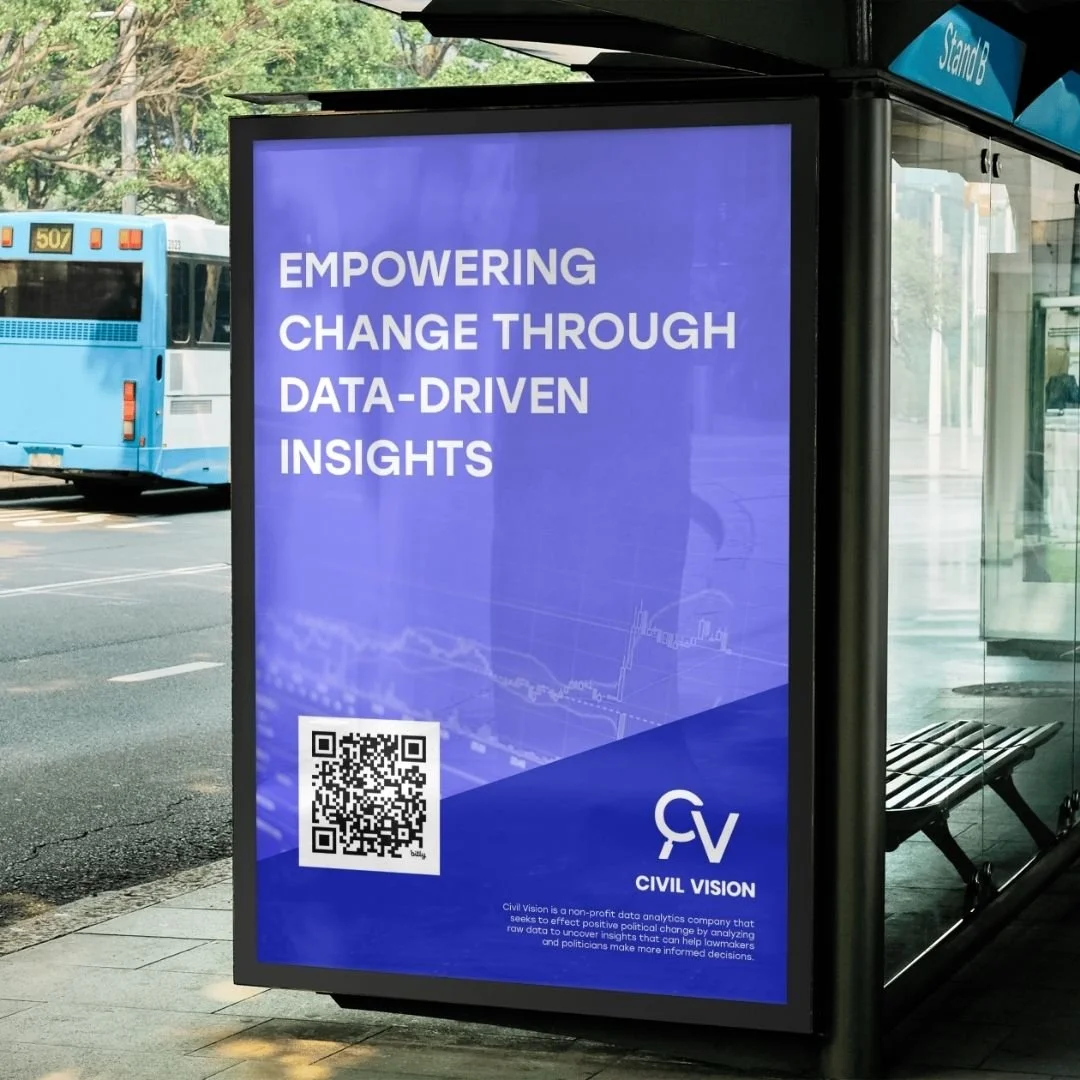 Bus Sign Design Mock Up with Logo and QR Code
