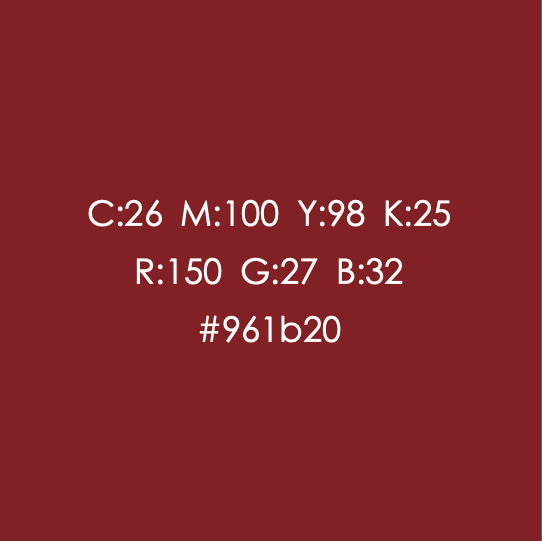 Color swatch displaying CMYK and RGB color values, along with a hex code #961b20