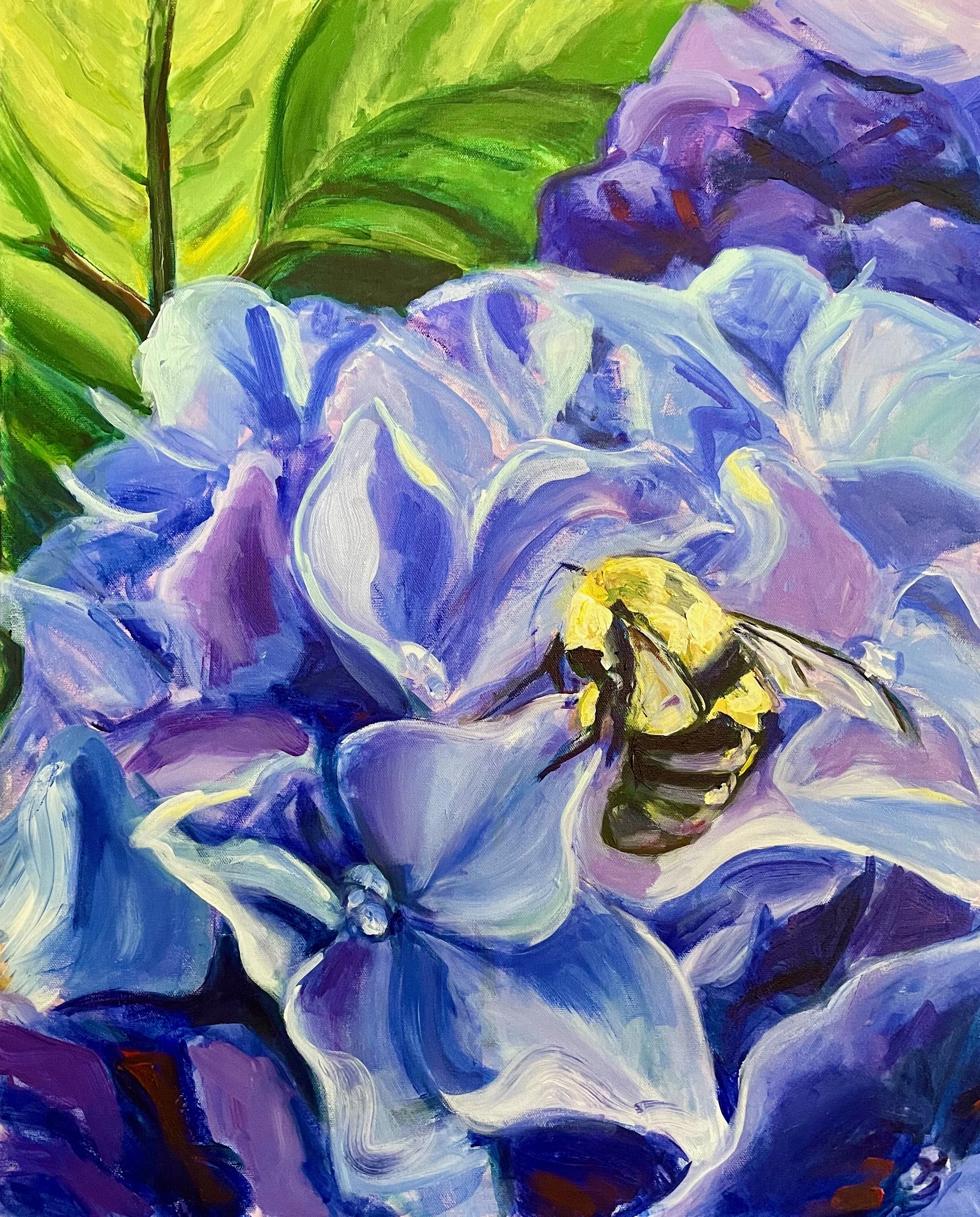 Hydrangea and Bee - 24"x30" - acrylic.jpeg
