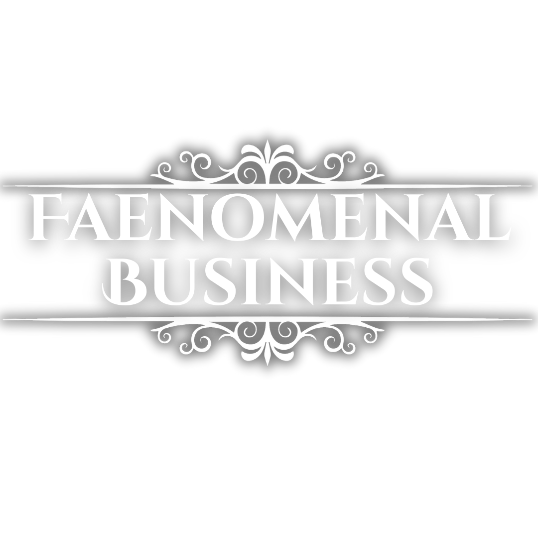 The image features a logo with the text 'FAENOMENAL BUSINESS' in white, ornate design elements on a black background.