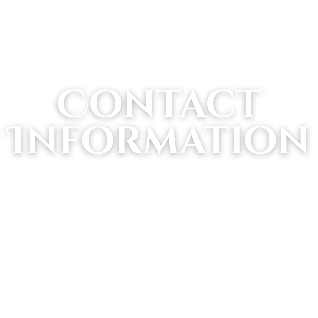 Black background with white text that reads 'CONTACT INFORMATION' in large, bold font.