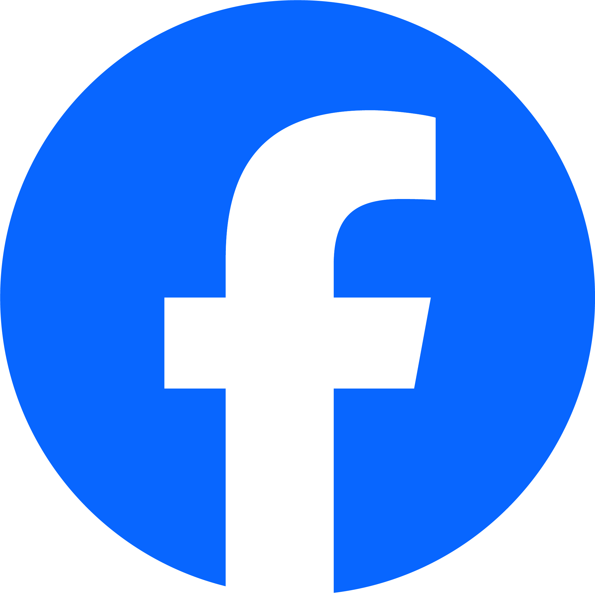 Facebook logo with a white lowercase 'f' on a blue circular background.