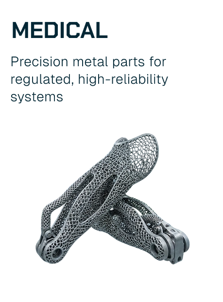 3D printed metal medical implant with a lattice structure for high reliability.