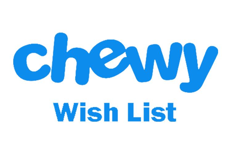 Chewy.com logo with the word 'Chewy' in large blue lowercase letters and 'Wish List' in smaller blue text below.