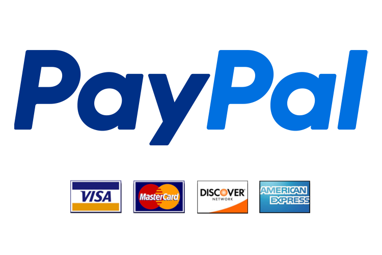 A digital payment terminal with logos of Visa, MasterCard, Discover, and American Express for accepting credit card payments.