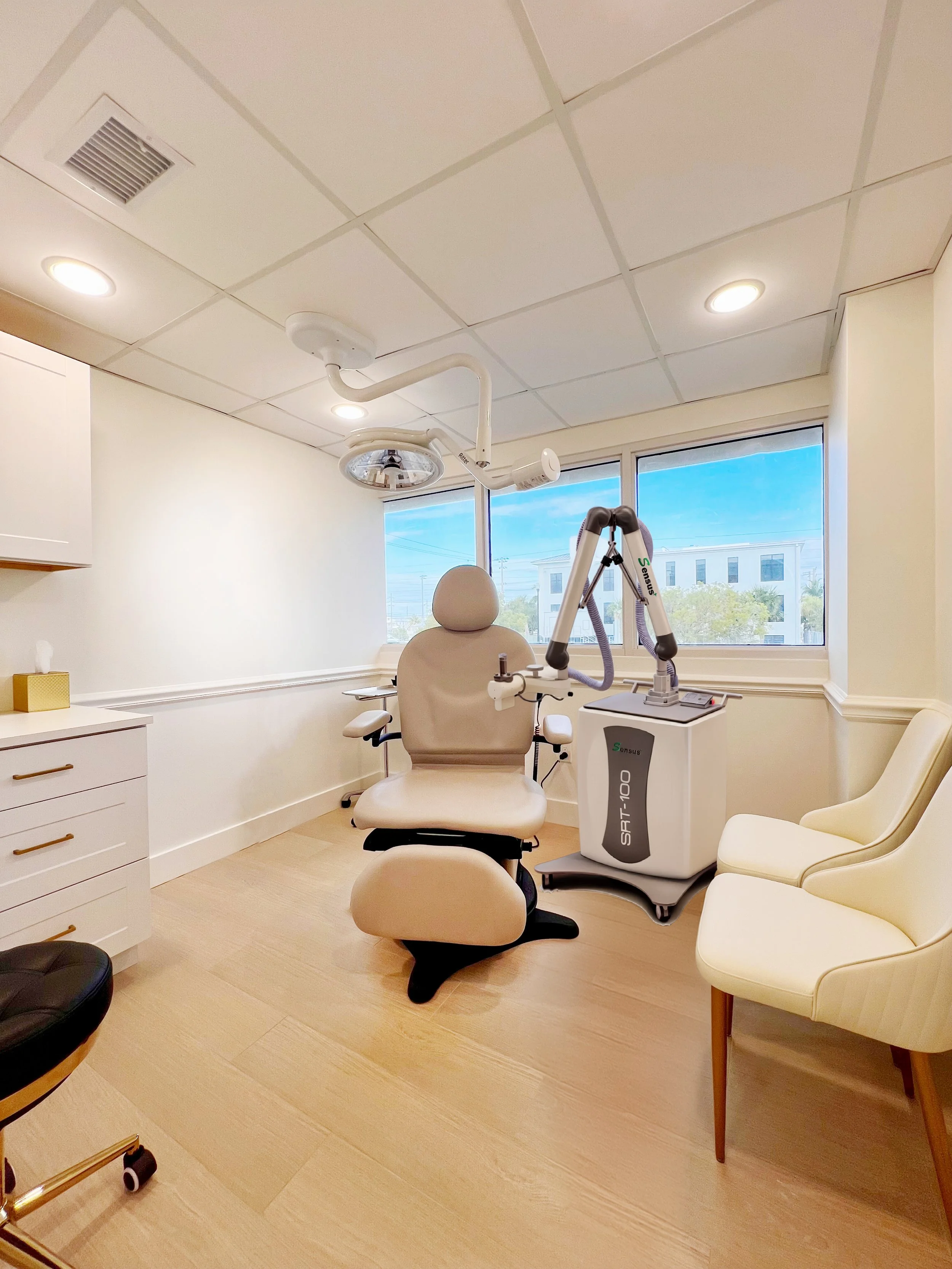 Modern dermatology treatment room at Isla Dermatology in Key West