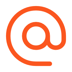Orange email at symbol icon on a white background