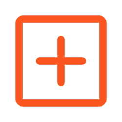 Orange medical cross inside a square outline