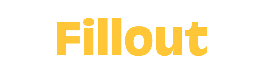 The word 'Fillout' in large, bold yellow letters.