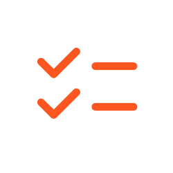 Checklist with two items, each marked with an orange checkmark