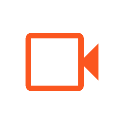 Icon of a video camera with a red accent, representing video recording or creation.