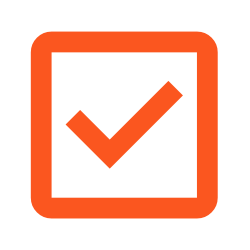 Orange checkmark inside a square