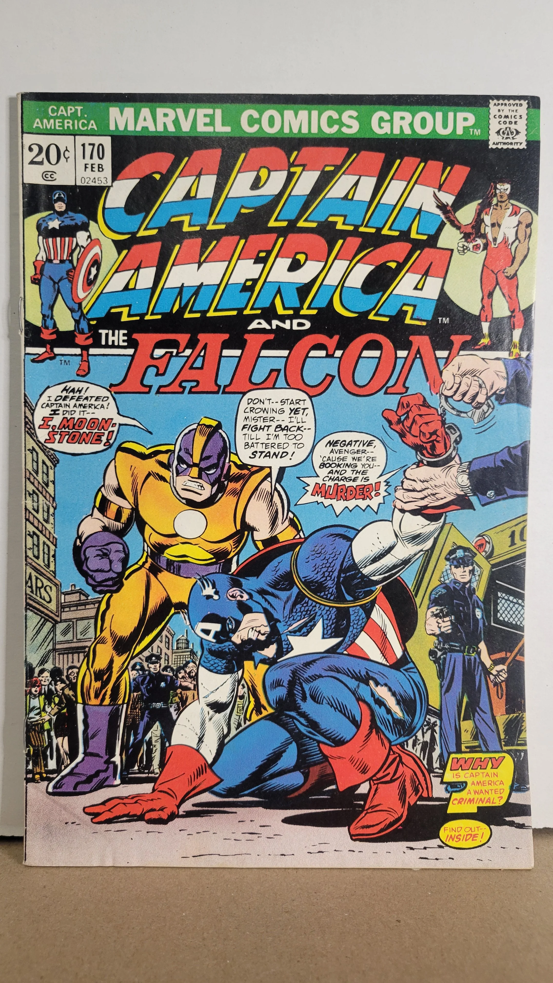 Captain America 170 Kane cvr! 1st Moonstone! New Falcon costume 1974 Marvel Comics