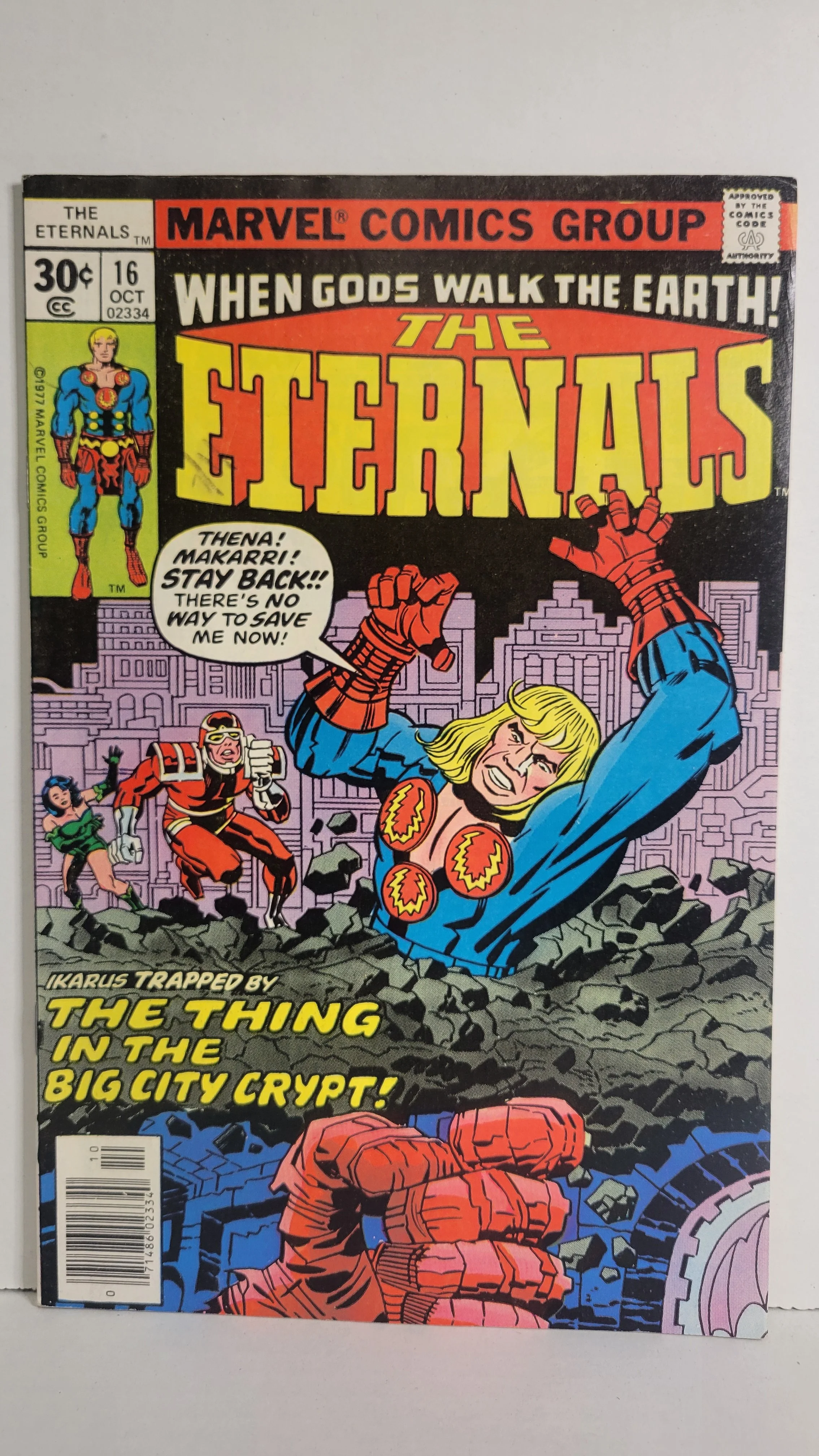 Eternals 16 Jack Kirby Sci-fi! 1st Dromedan! Hulk robot! 1977 Marvel Comics