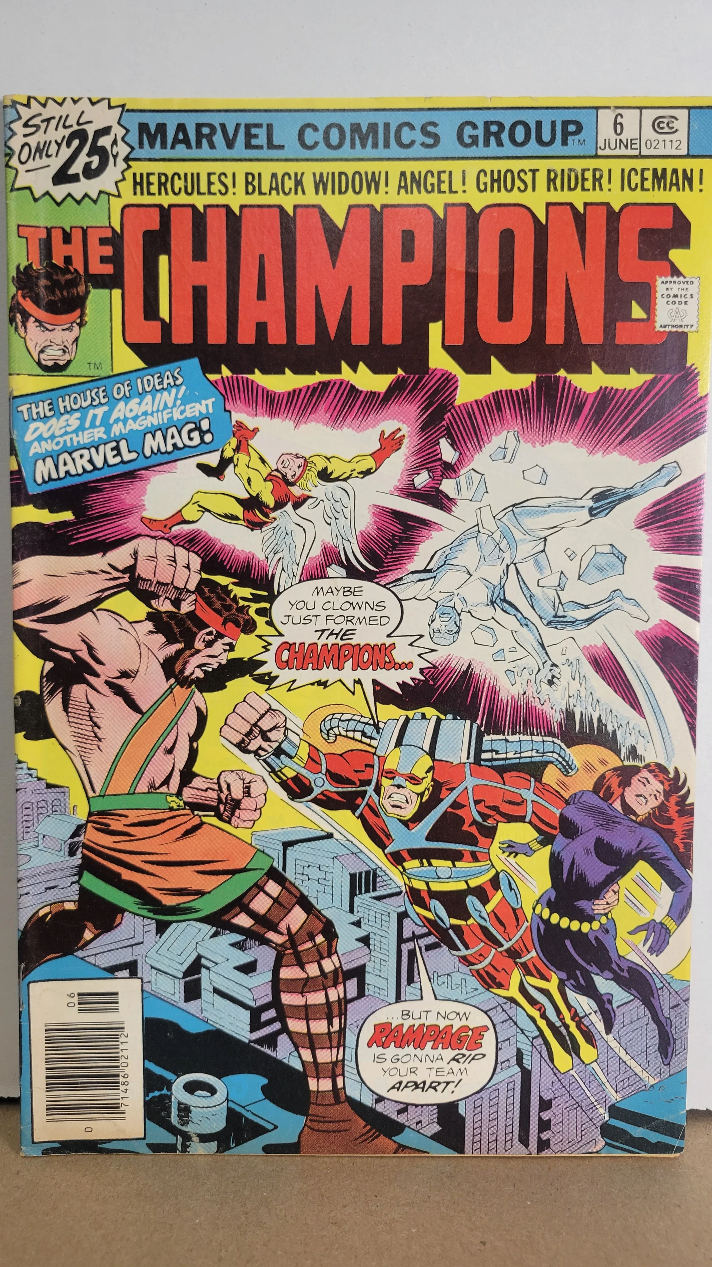 Champions 6 Hercules, Black Widow, Angel, Ghost Rider, Iceman! 1976 Marvel Comics