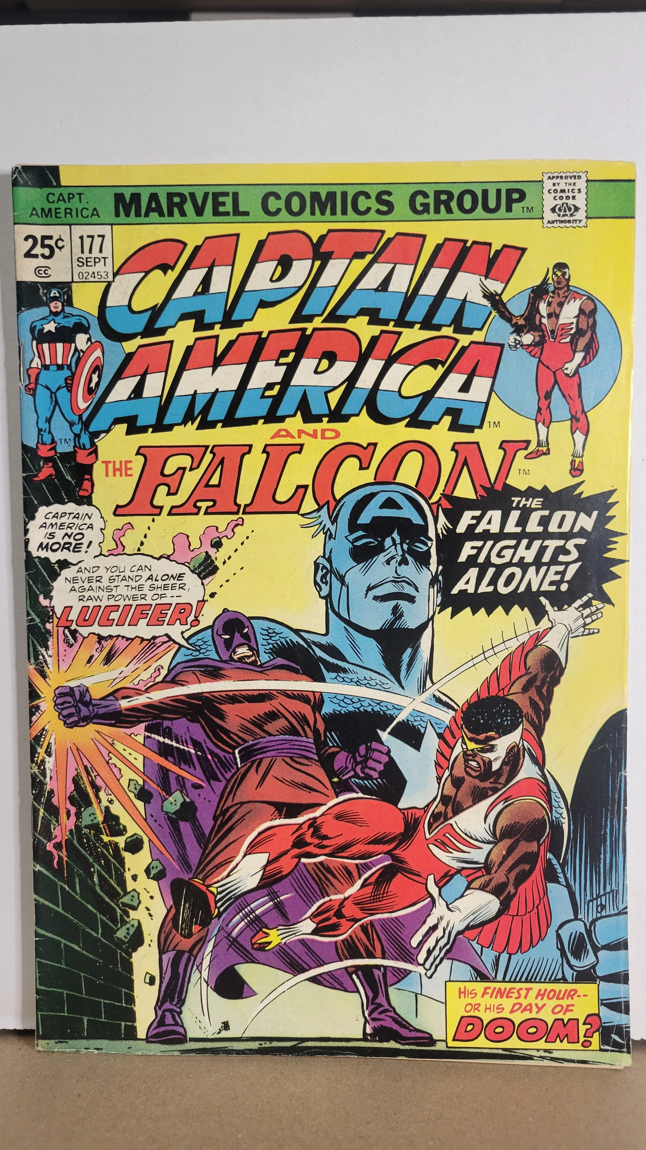 Captain America 177 Romita cover, Falcon, Lucifer 1974 Marvel Comics
