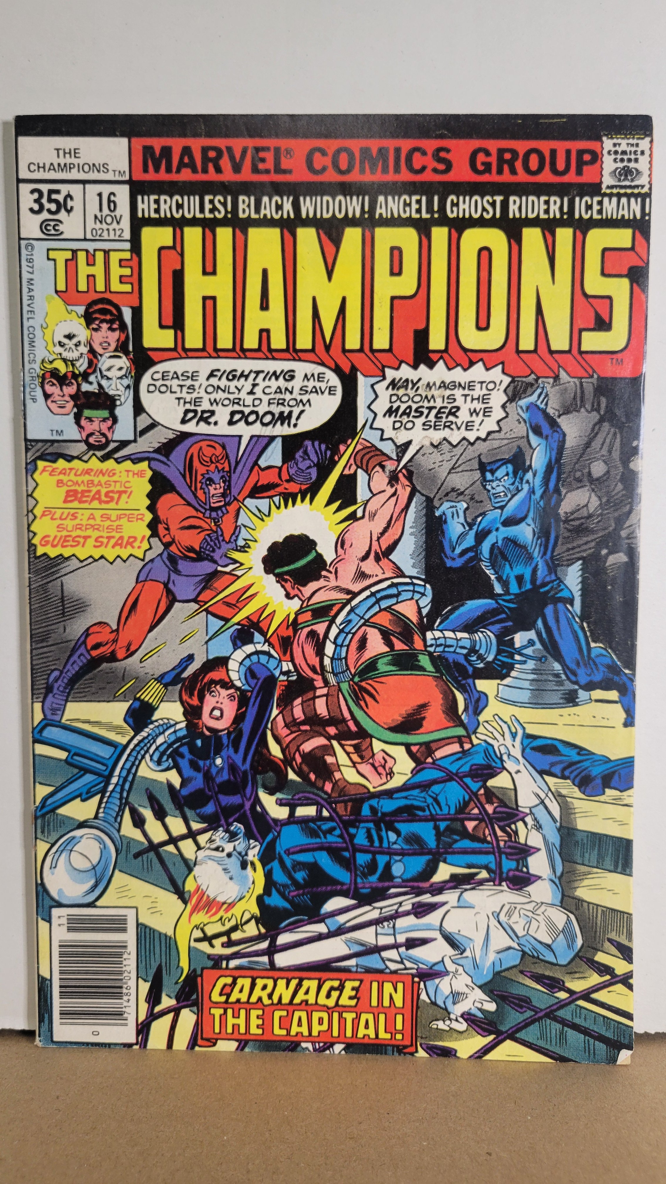 Champions 16 Featuring: Beast & Magneto! Hercules, Black Widow, Angel, Ghost Rider, Iceman! 1977 Marvel Comics